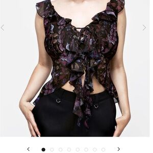 Disturbia Foxglove Chiffon Ruffle Top, US 16